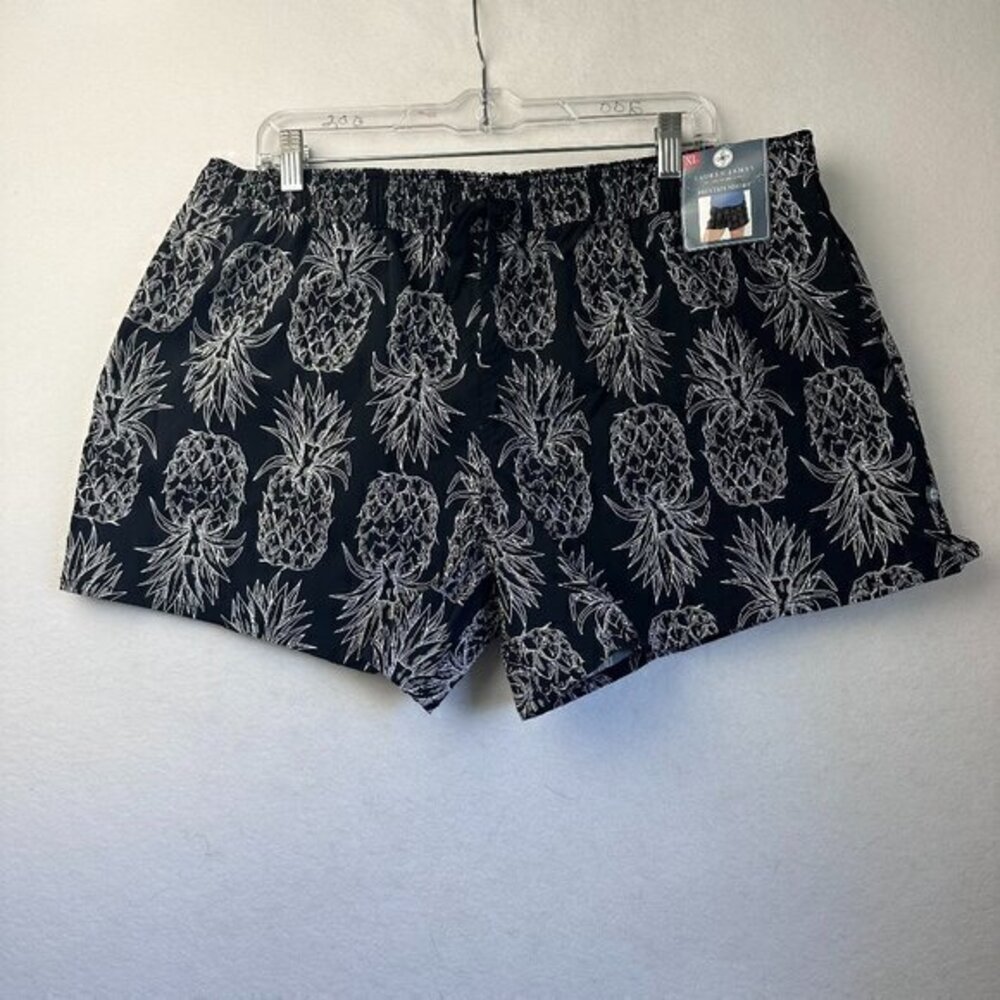 Lauren James Black Pineapple Print Drawstring Shorts Womens XL New‎ With Tags